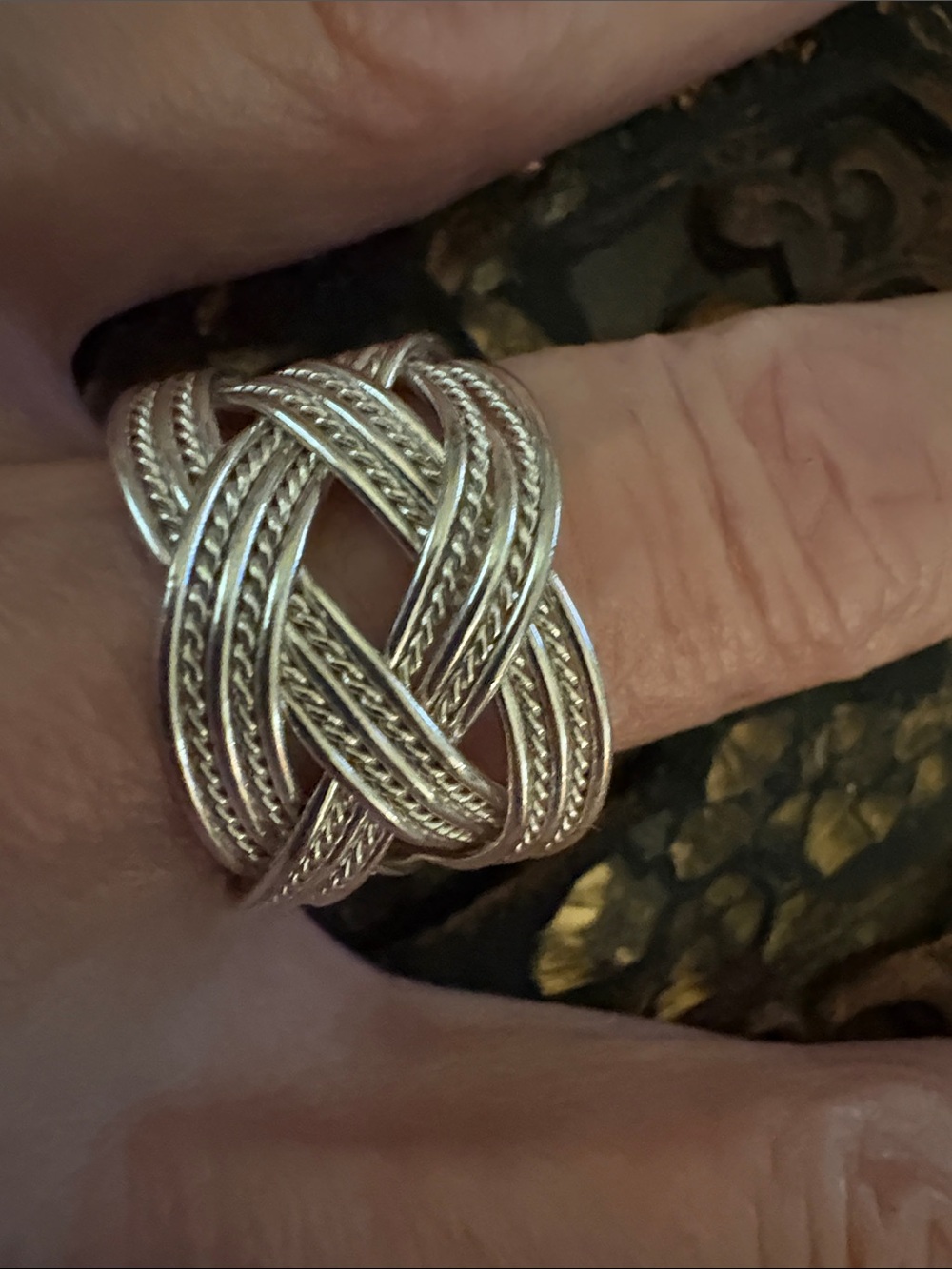 Adjustable Intricate Braided Silver Ring